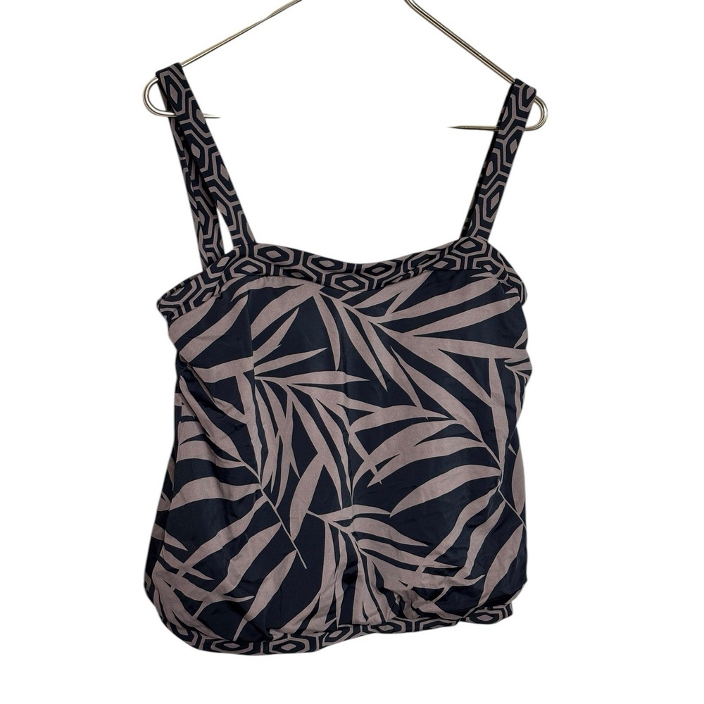 Women's Size 12 Miraclesuit Tankini Swim Suit‎ Top Soft Cup Brown Tropical